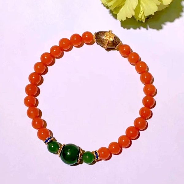 Nanhong-Agarwood-Jade Dzambhala Bracelet