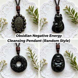 A21 Obsidian Negative Energy Cleansing Pendant (Random Style)
