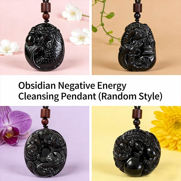 A05 Obsidian Negative Energy Cleansing Pendant (Random Style)