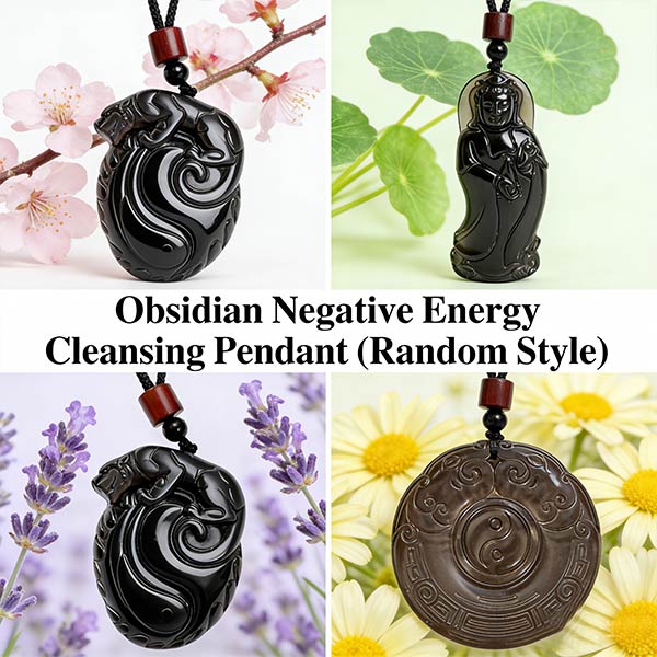 A09 Obsidian Negative Energy Cleansing Pendant (Random Style)