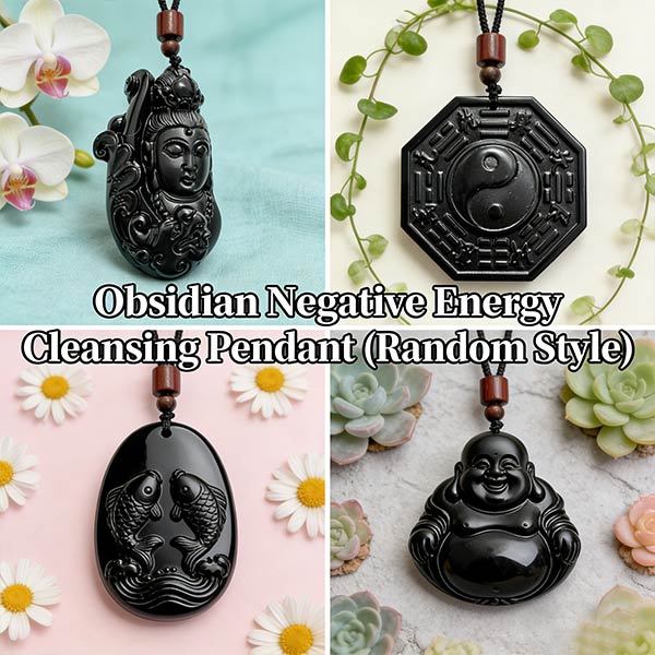 B09 Obsidian Negative Energy Cleansing Pendant (Random Style)