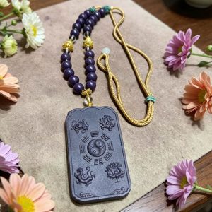 image2 D11 Purple Qi from the East Double-sided Taoist Four Divine Beasts Bagua Nine-Character Mantra Pendant